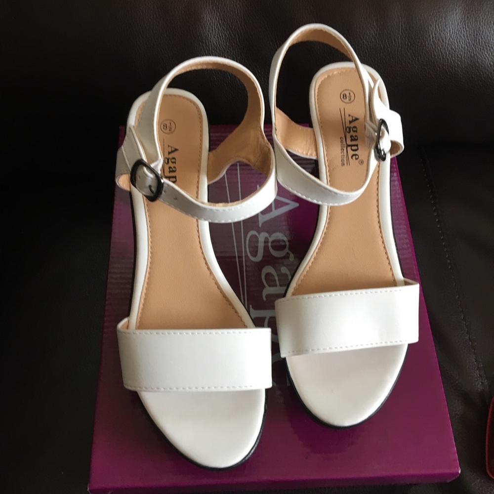 White sandals 2inch heels size 8 brand new